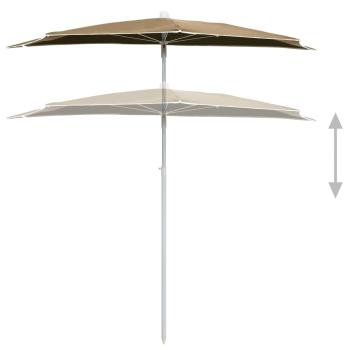 Halb-Sonnenschirm mit Mast 180x90 cm Taupe