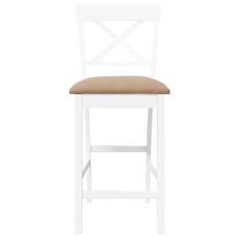 Barhocker mit Kissen 2 Stk. Weiß Massivholz Gummibaum