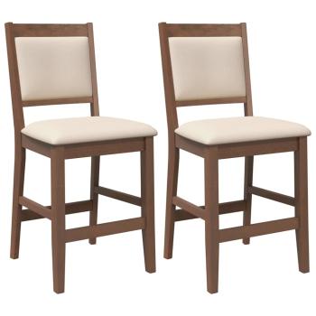 Barhocker mit Kissen 2 Stk. Braun Massivholz Gummibaum