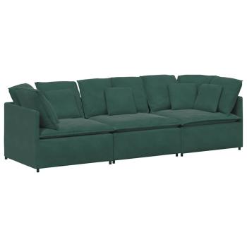 Modulares Sofa mit Kissen Samt Dunkelgrün