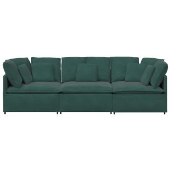 Modulares Sofa mit Kissen Samt Dunkelgrün