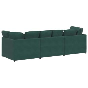 Modulares Sofa mit Kissen Samt Dunkelgrün