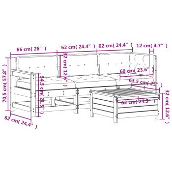 4-tlg. Garten-Lounge-Set mit Kissen Kiefernholz Imprägniert