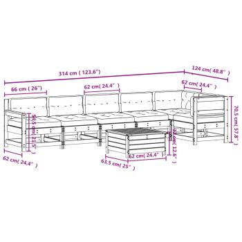 7-tlg. Garten-Lounge-Set mit Kissen Imprägniertes Kiefernholz