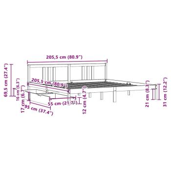 Massivholzbett ohne Matratze 200x200 cm Kiefer