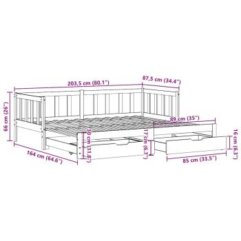 Tagesbett Ausziehbar mit Schubladen ohne Matratze 80x200 cm