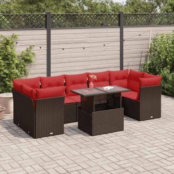 ARDEBO.de - 8-tlg. Garten-Sofagarnitur mit Kissen Braun Poly Rattan Akazie