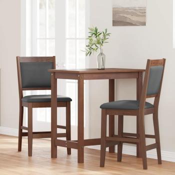 Barhocker mit Kissen 2 Stk. Braun Massivholz Gummibaum