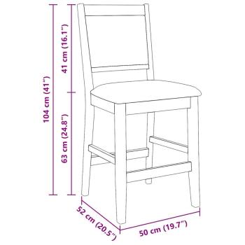 Barhocker mit Kissen 2 Stk. Braun Massivholz Gummibaum