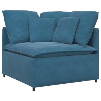 Modulares Sofa mit Fußhocker Kissen Samt Blau