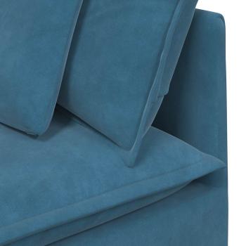 Modulares Sofa mit Fußhocker Kissen Samt Blau