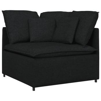 Modulares Sofa mit Fußhocker Kissen Stoff Schwarz
