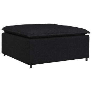 Modulares Sofa mit Fußhocker Kissen Stoff Schwarz