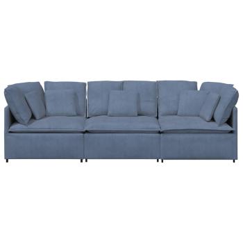 Modulares Sofa mit Kissen Cordstoff Blau