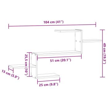 Wandregal Schwarz Eichen-Optik 104x15x49 cm Holzwerkstoff