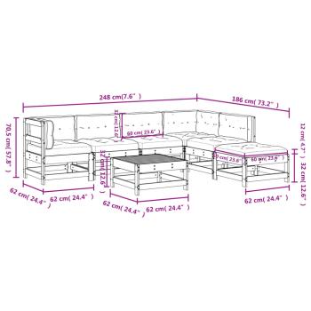 7-tlg. Garten-Lounge-Set mit Kissen Imprägniertes Kiefernholz