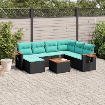 ARDEBO.de - 8-tlg. Garten-Sofagarnitur mit Kissen Schwarz Poly Rattan