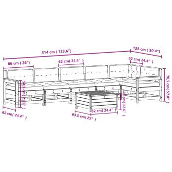 7-tlg. Garten-Lounge-Set mit Kissen Imprägniertes Kiefernholz