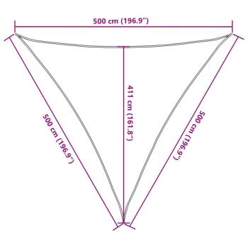 Sonnensegel 160 g/m² Dreieckig Hellgrau 5x5x5 m HDPE