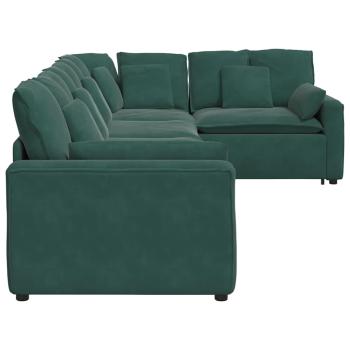 Modulares Sofa mit Kissen Samt Dunkelgrün