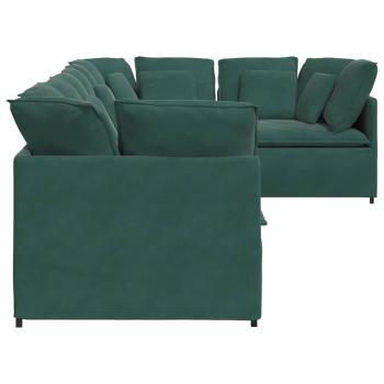 Modulares Sofa mit Kissen Samt Dunkelgrün