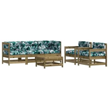 6-tlg. Garten-Lounge-Set mit Kissen Imprägniertes Kiefernholz