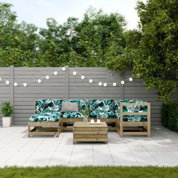 7-tlg. Garten-Lounge-Set mit Kissen Imprägniertes Kiefernholz
