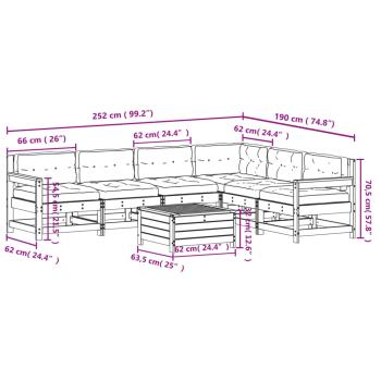 7-tlg. Garten-Lounge-Set mit Kissen Imprägniertes Kiefernholz