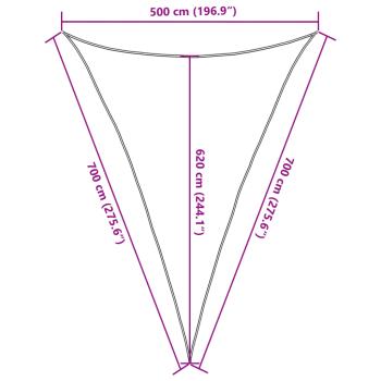 Sonnensegel 160 g/m² Dreieckig Hellgrau 5x7x7 m HDPE
