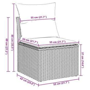 6-tlg. Garten-Sofagarnitur mit Kissen Braun Poly Rattan Akazie