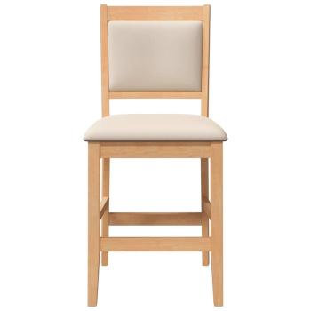 Barhocker mit Kissen 2 Stk. Natur Massivholz Gummibaum