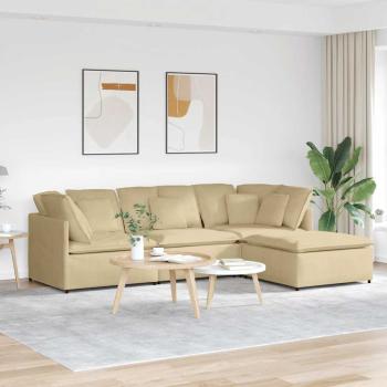 ARDEBO.de - Modulares Sofa mit Fußhocker Kissen Cordstoff Hellgrün Grau
