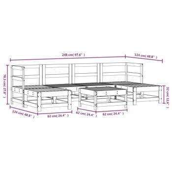 7-tlg. Garten-Lounge-Set Massivholz Douglasie