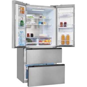 Exquisit FD490-160-WS-200E Stand Kühl-Gefrierkombination, 84 cm breit, 506 L, NoFrost, Wasserspender, Urlaubsfunktion, inoxlook