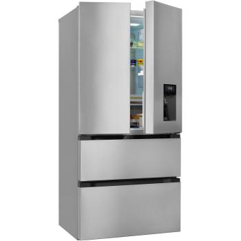 Exquisit FD490-160-WS-200E Stand Kühl-Gefrierkombination, 84 cm breit, 506 L, NoFrost, Wasserspender, Urlaubsfunktion, inoxlook