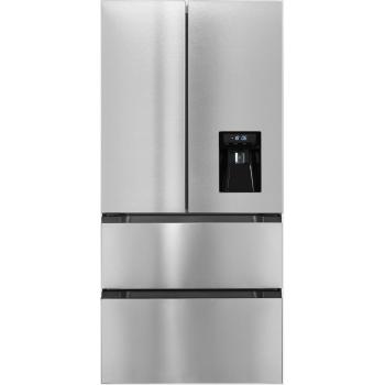 Exquisit FD490-160-WS-200E Stand Kühl-Gefrierkombination, 84 cm breit, 506 L, NoFrost, Wasserspender, Urlaubsfunktion, inoxlook