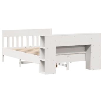 Massivholzbett mit Regal ohne Matratze Weiß 120x190 cm Kiefer