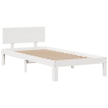 Massivholzbett mit Regal ohne Matratze Weiß 120x190 cm Kiefer