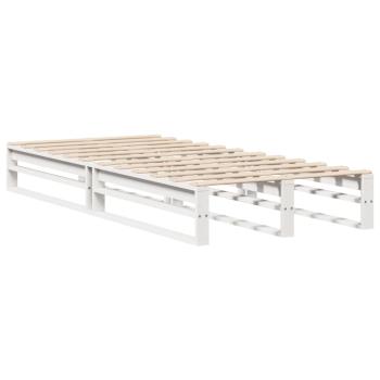Massivholzbett mit Regal ohne Matratze Weiß 75x190 cm