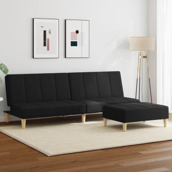 ARDEBO.de - Schlafsofa 2-Sitzer mit Fußhocker Schwarz Stoff