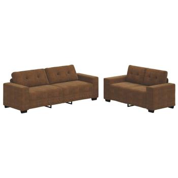 Set aus 2 Braun Stoff, Holz Groß Sleek Sofa Rechteckig