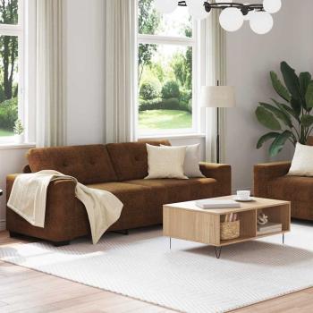 Set aus 2 Braun Stoff, Holz Groß Sleek Sofa Rechteckig