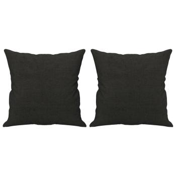 3-tlg. Sofagarnitur mit Kissen Schwarz Stoff