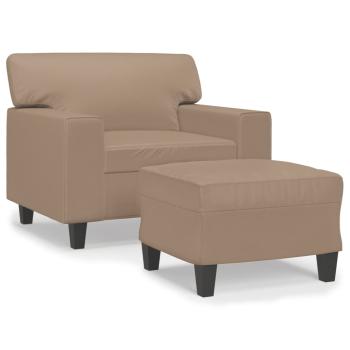 Sessel mit Hocker Cappuccino-Braun 60 cm Kunstleder