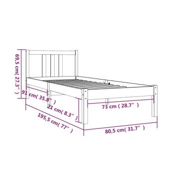 Massivholzbett ohne Matratze 75x190 cm