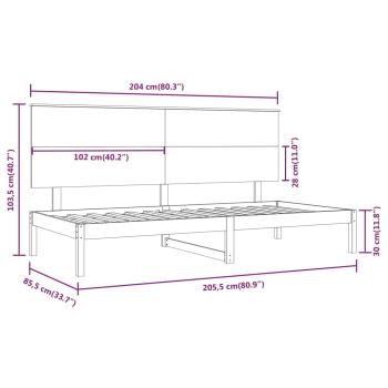 Tagesbett ohne Matratze 80x200 cm Massivholz Kiefer