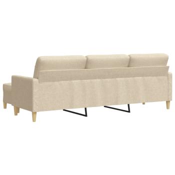 3-Sitzer-Sofa mit Hocker Creme 210 cm Stoff