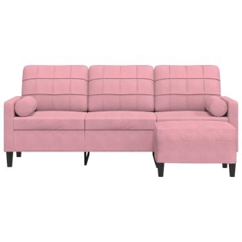 ARDEBO.de - 3-Sitzer-Sofa mit Hocker Rosa 180 cm Samt