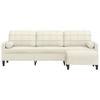 3-Sitzer-Sofa mit Hocker Creme 210 cm Samt