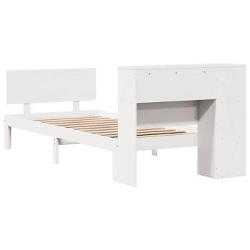 Massivholzbett mit Regal ohne Matratze Weiß 75x190 cm Kiefer